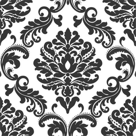 NUWALLPAPER NuWallpaper NU1646 Damask Peel and Stick Wallpaper; Ariel Black & White NU1646
